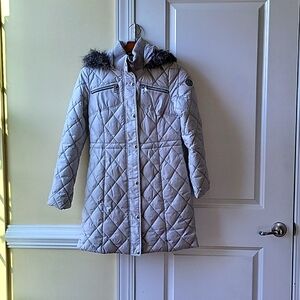 GUESS vintage quilted parka with removable faux fur hood